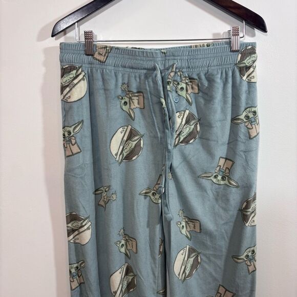 Star Wars Baby Yoda Fleece Elastic Waste Drawstring Pajama Pants Medium Soft - Picture 4 of 12
